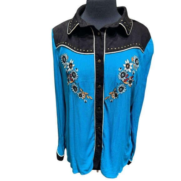 John Moon Texas Rodeo Shirt – Size XL, Embroidered Fringe Western Blouse (NWOT) - Picture 1 of 7